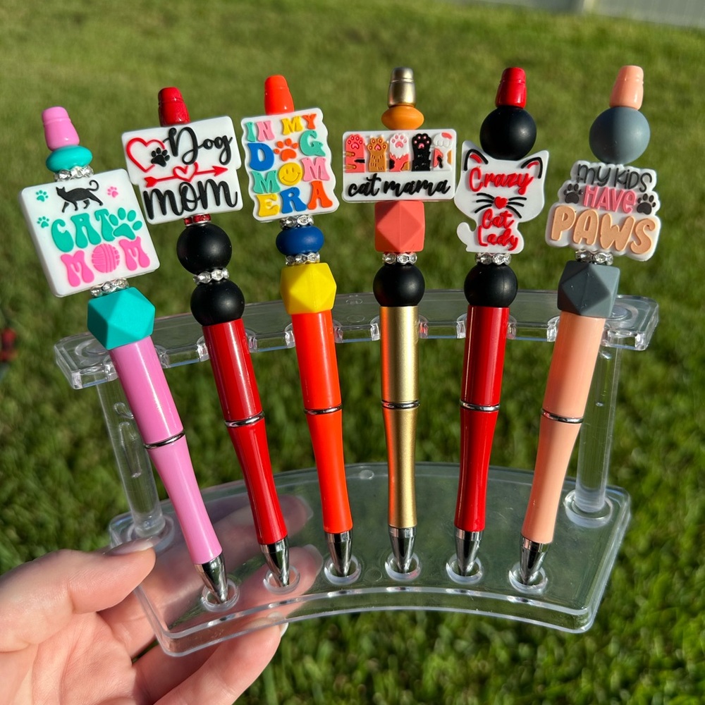 2/$14 silicone beaded pens - dog/cat mom themed